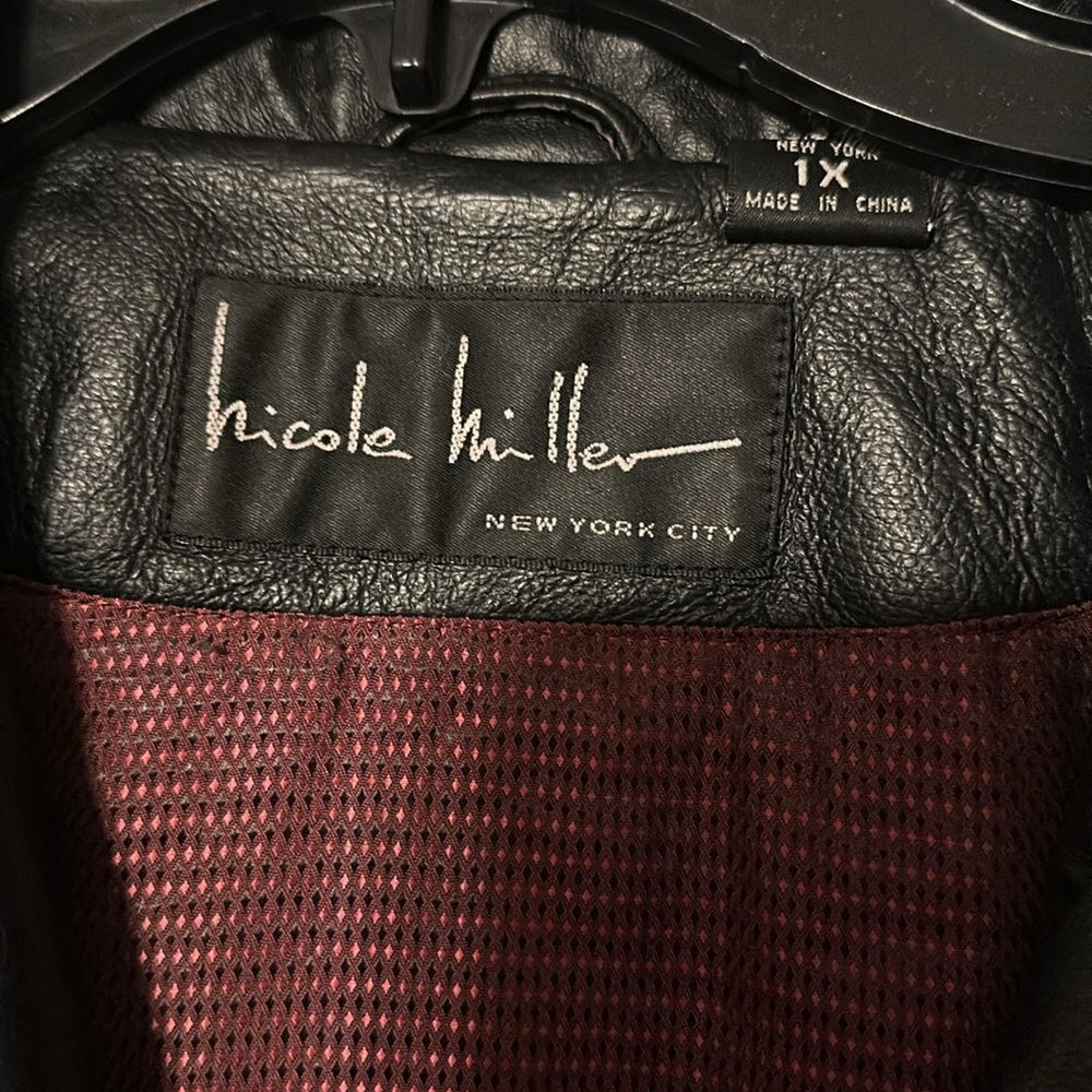 Nicole Miller New York  Black Leather Jacket EUC 1X - Picture 4 of 8